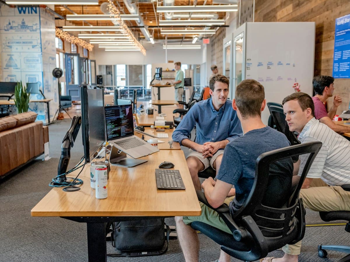 The Yoga Yards team working together in the office